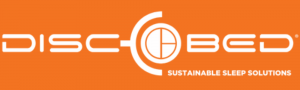 Logo der Disc-O-Bed EU GmbH in Weiß auf orangenem Hintergrund